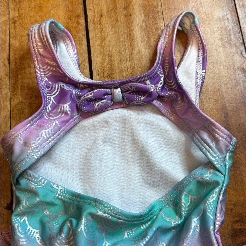 Cat & Jack Purple green Mermaid Tutu Swimsuit 3T one piece vacation beach